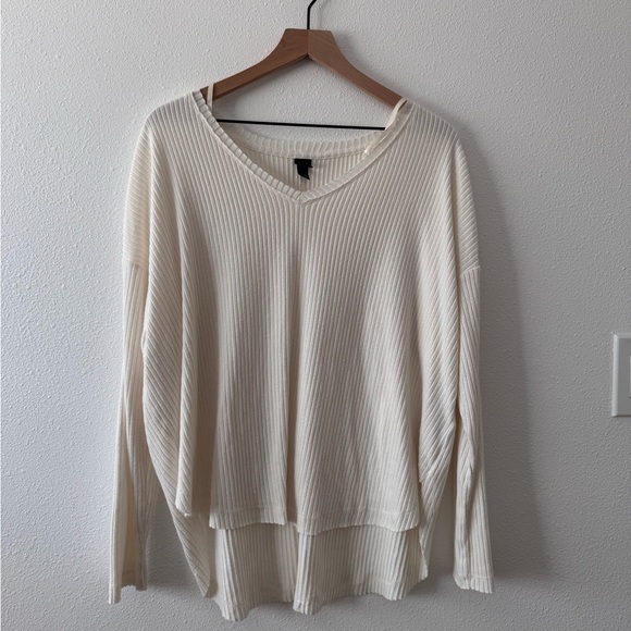 wild fable Sweaters - White V-Neck Ribbed Women's Sweater